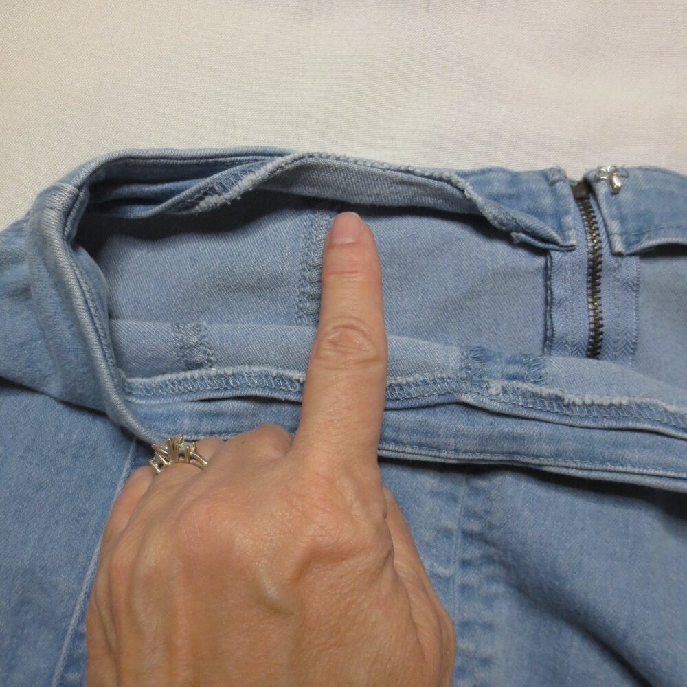 4/$14 HONEY BELLE womens SKIRT denim JEAN mini 80's retro BLUE fitted SIZE M - Picture 7 of 10